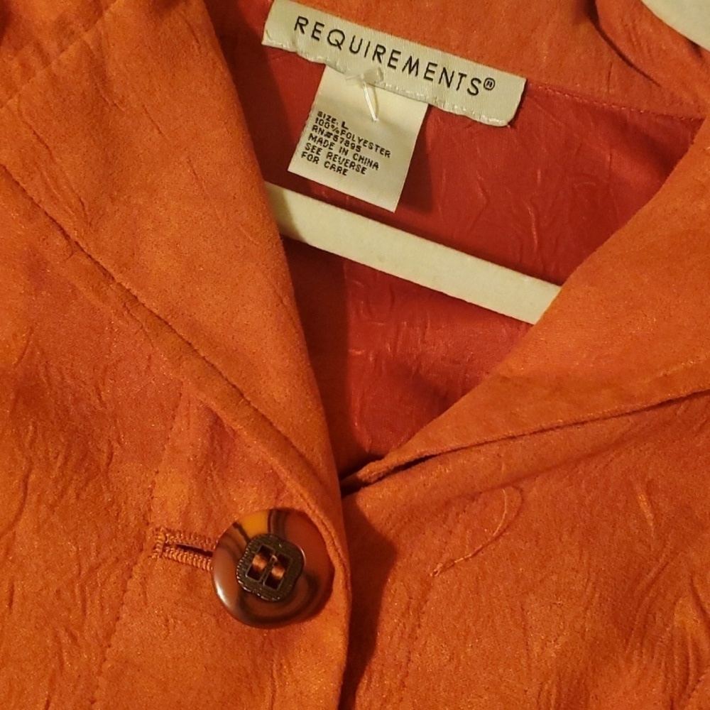 Lightweight orange comfy Requirements jacket size large orange blazer embossed - Picture 8 of 16